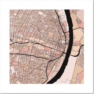 St. Louis Map Pattern in Soft Pink Pastels Posters and Art